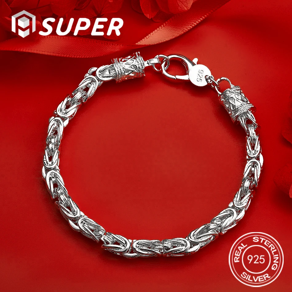 

ALISuper 925 sterling silver 8-inch braided men's bracelet women's jewelry wedding wedding engagement jewelry gift fashion