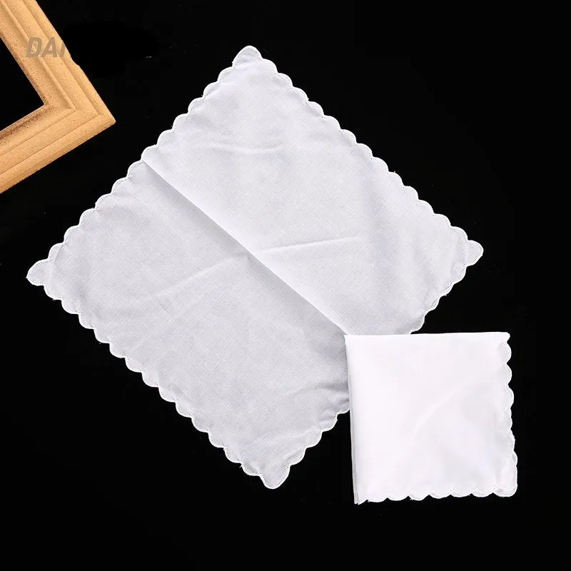 3 Stück 100 % Baumwolle, 30 x 30 cm, weiß, einfarbig, Spitzen-Taschentücher für Frauen, wiederverwendbar, Anzug-Taschentücher, Tee-Party-Gastgeschenke – Detail 1