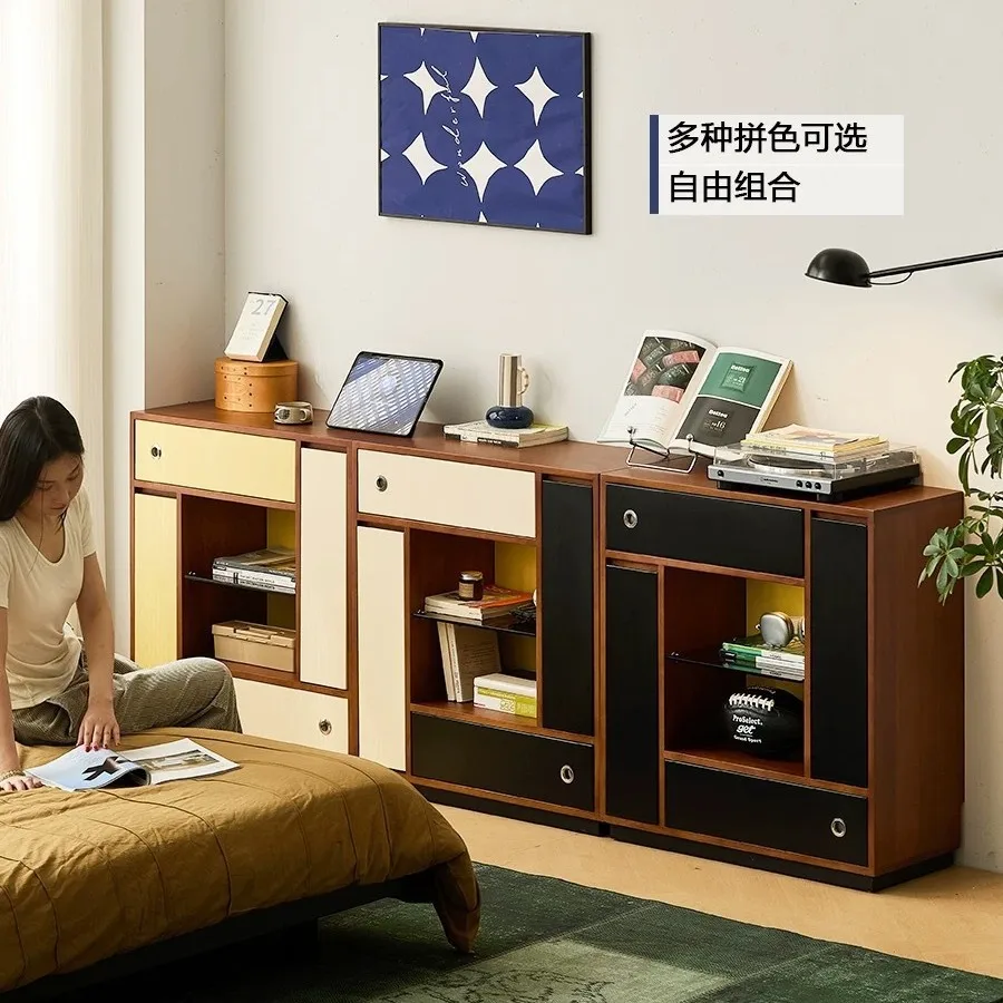 خزانة جانبية لتناول الطعام من الخشب الصلب من Nordic Bauhaus، خزانة زاوية لغرفة المعيشة، خزانة مشروبات صغيرة، تخزين على الحائط