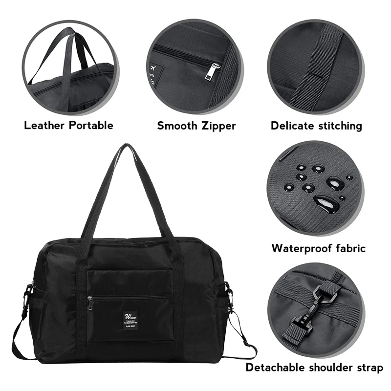 Large one shoulder foldable luggage portable travel bag large capacity trolley case airplane bag crossbody travel storage bag