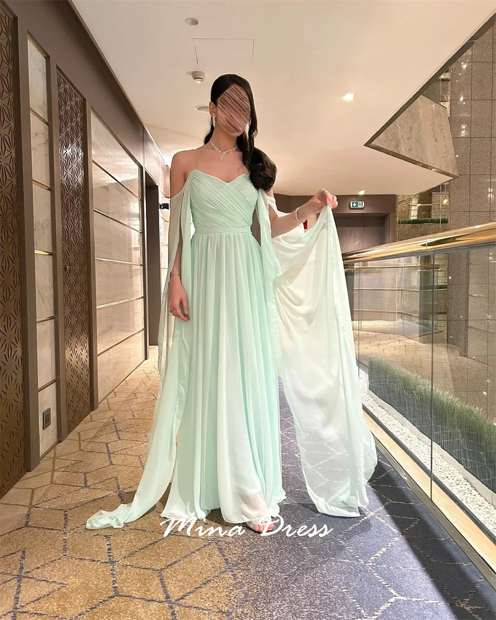 Mina Aangepaste avondjurk met V-hals Luxe elegante formele damesjurken voor speciale gelegenheden Ruglooze plooien Feest Vrouw Schoolfeest