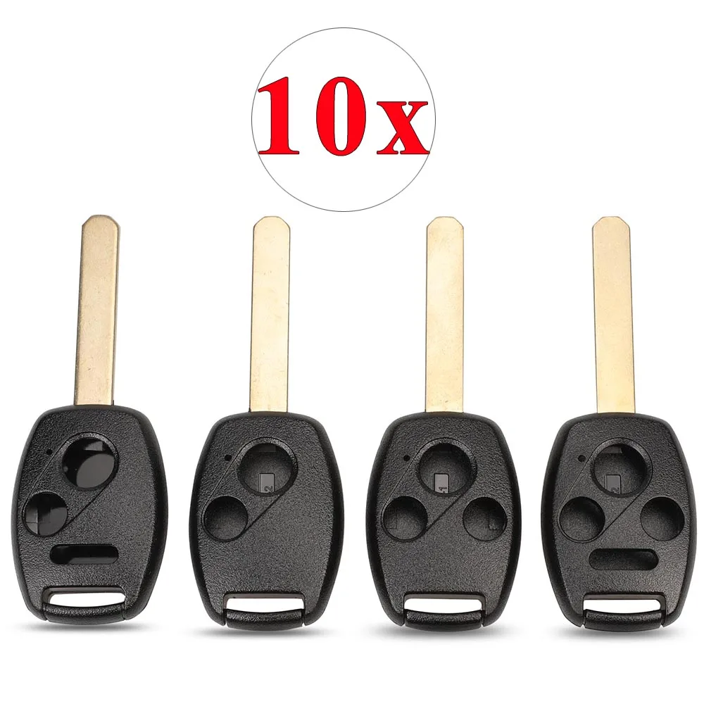 jingyuqin 10PCS/LOT UNCUT BLADE 2/3/4 BUTTONS REMOTE KEY SHELL CASE FOB COVER FOR HONDA NEW FIT CRV CIVIC