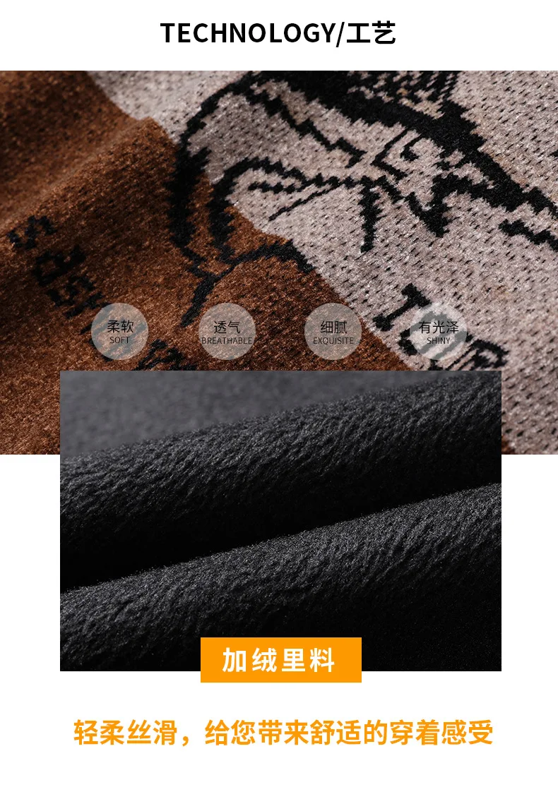 New Men\'s Plush Thickened Knitwear Fashion Casual Men\'s Chenille Warm Sweater Mens Clothes