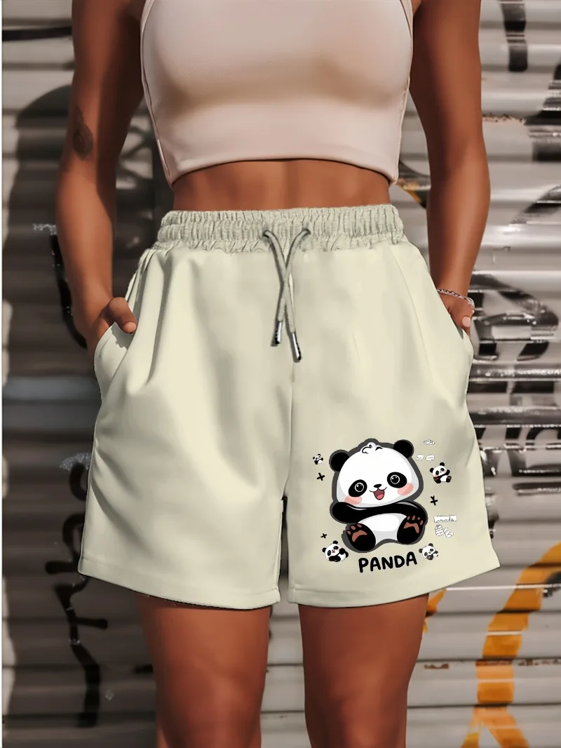 

Cute Panda Pattern New Women's Shorts Summer Casual Versatile Middle Pants American Trendy Summer Beach Pants