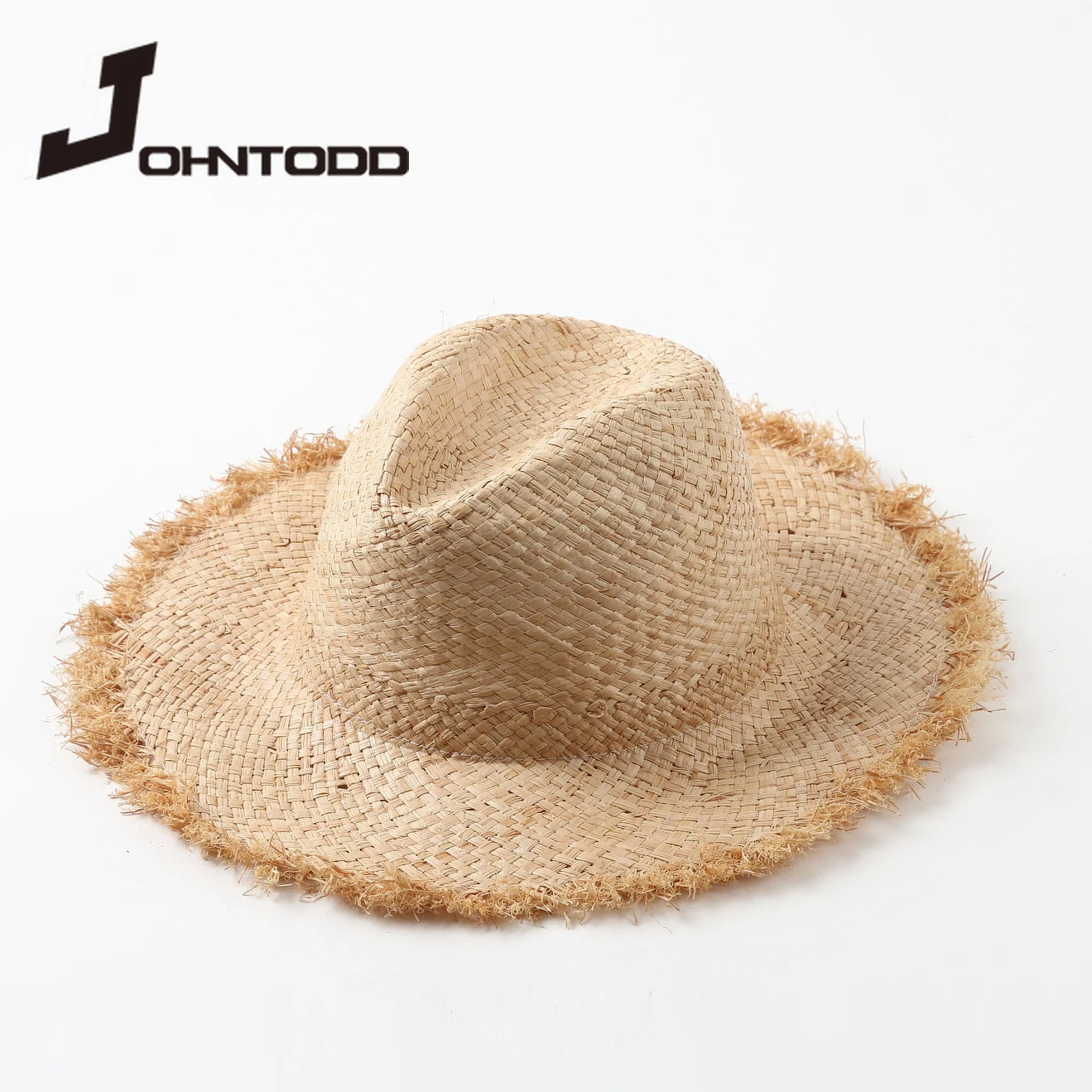 New handmade women\'s straw hat with big wide brim for girls high quality natural raffia Panama beach straw hat vacation sun hat