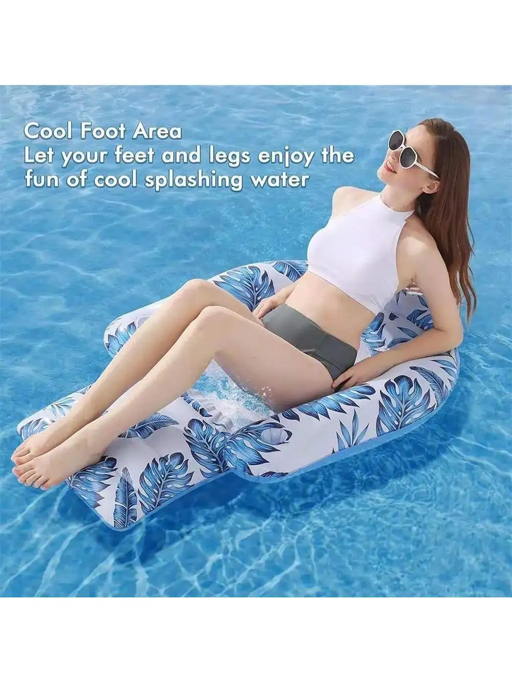 Silla flotante inflable para fiesta en la piscina, entretenimiento divertido de verano, sofá, fila flotante, respaldo grande, fondo de malla de agua flotante, 1 ud.