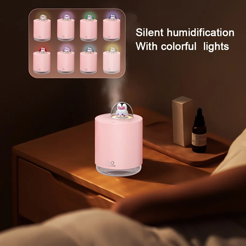 

1PC Rabbit Humidifier Visual Water Tank USB Charging Small Night Light Compact 10.14oz Second Gear Office Desktop Car Spray Wa