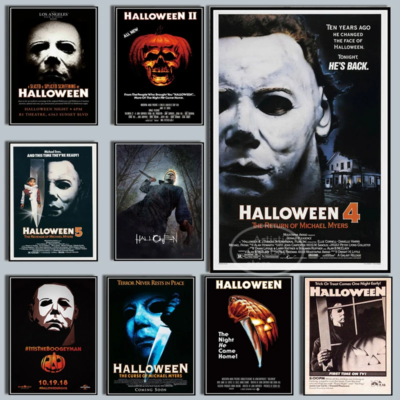 Halloween Michael Myers Classic Horror Movie Poster Picture Canvas Painting Modern Family Wall Art  for Home Room Decor Poster