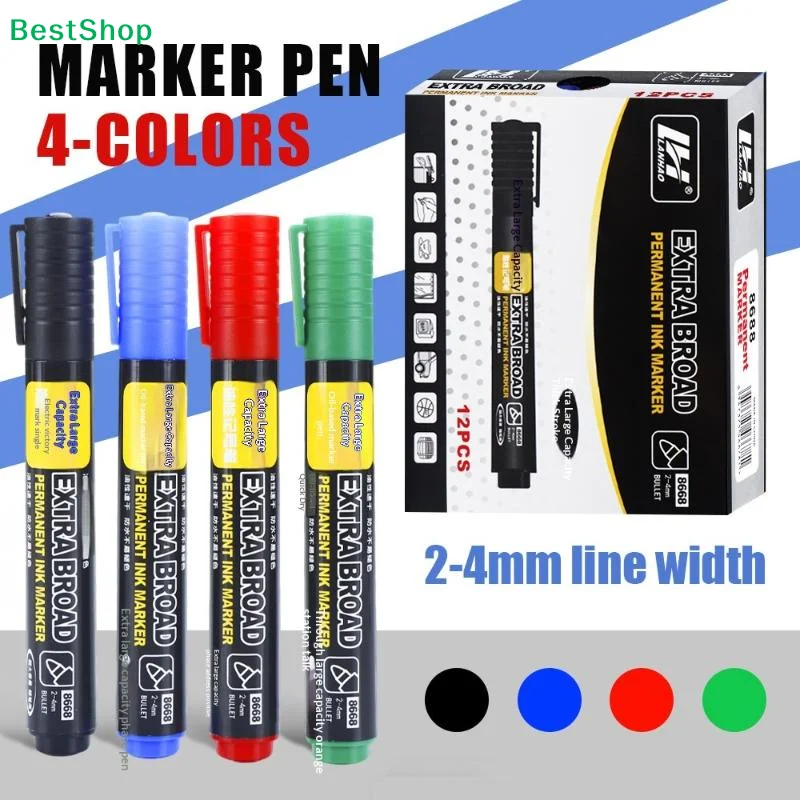 

〔R〕High-Capacity Permanent Marker Set - 4-Color Extra Broad Tip Markers (2-4mm) for Marking & Drawing