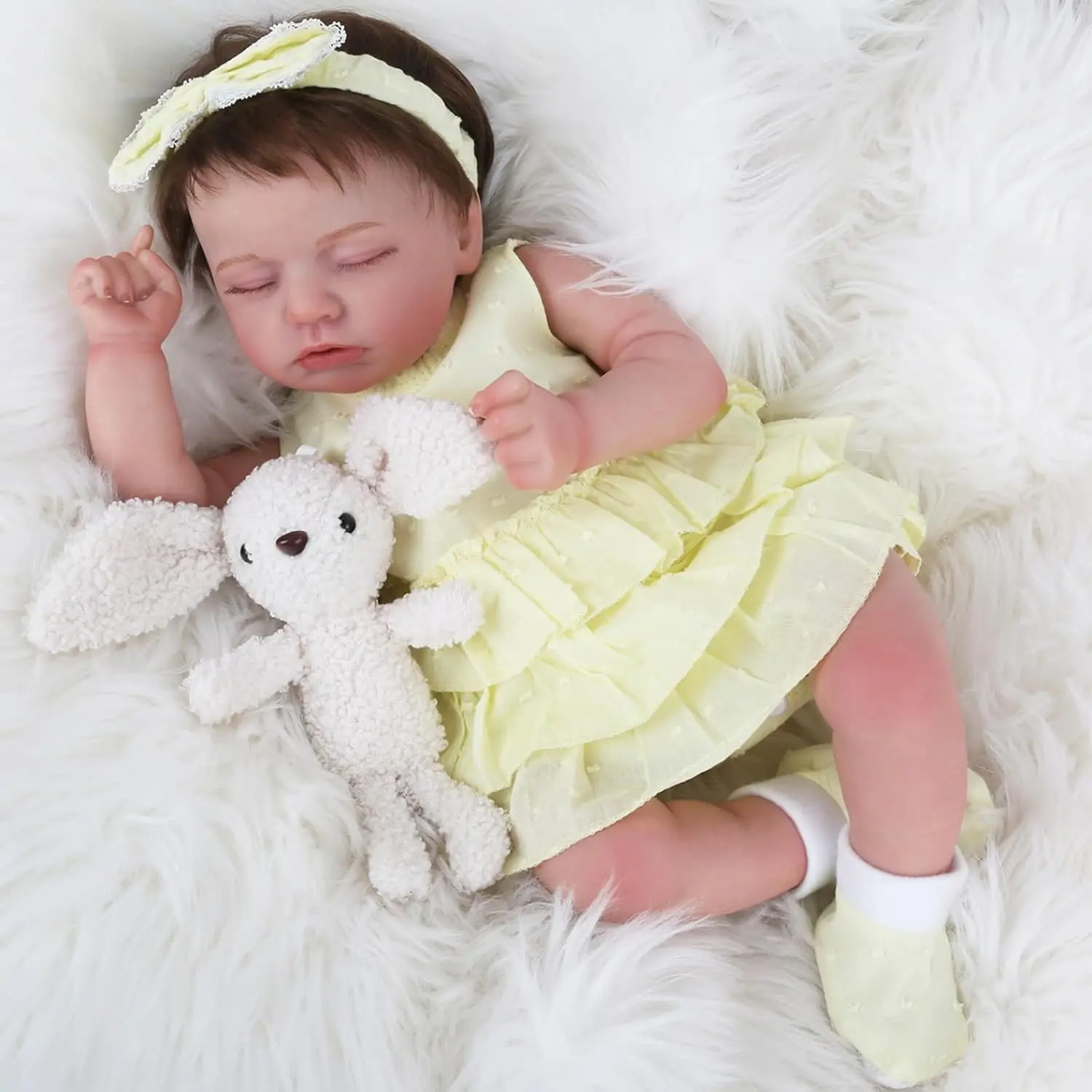 

Simulation Newborn Silicone Baby Doll Girl Hand Painted Reborn Doll Closed Eyes Lifelike Collectibles DIY Reborne Artist Toy