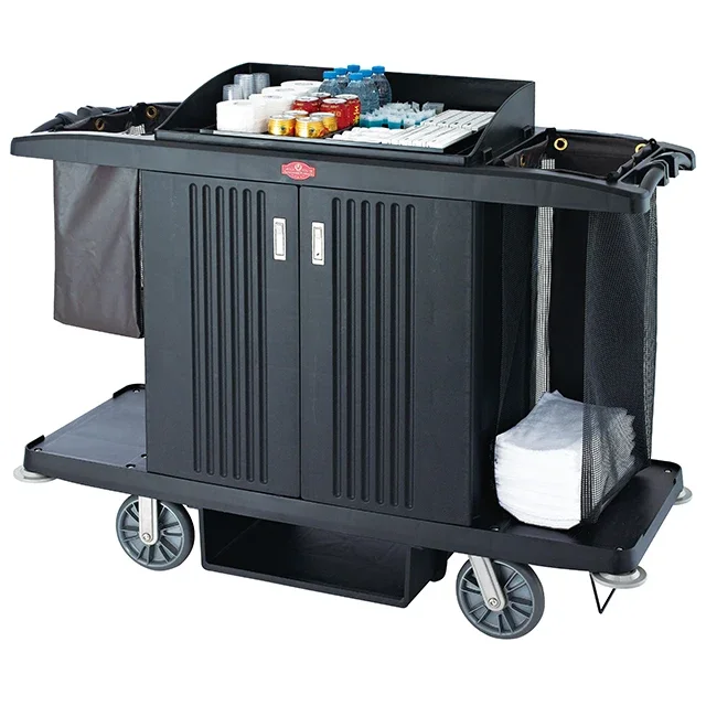 China-South High Quality Plastic Housekeeping Trolley Housekeeping Cleaning Cart Hotel Restaurant Trolley