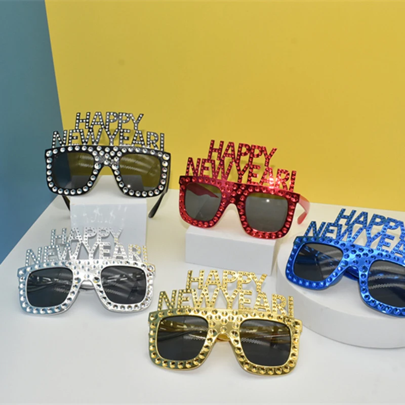 2025 Number Eyeglasses Happy New Year Glasses Diamond Glitter Eyeglasses Cosplay Prop Xmas Party Decoration Funny Glasses