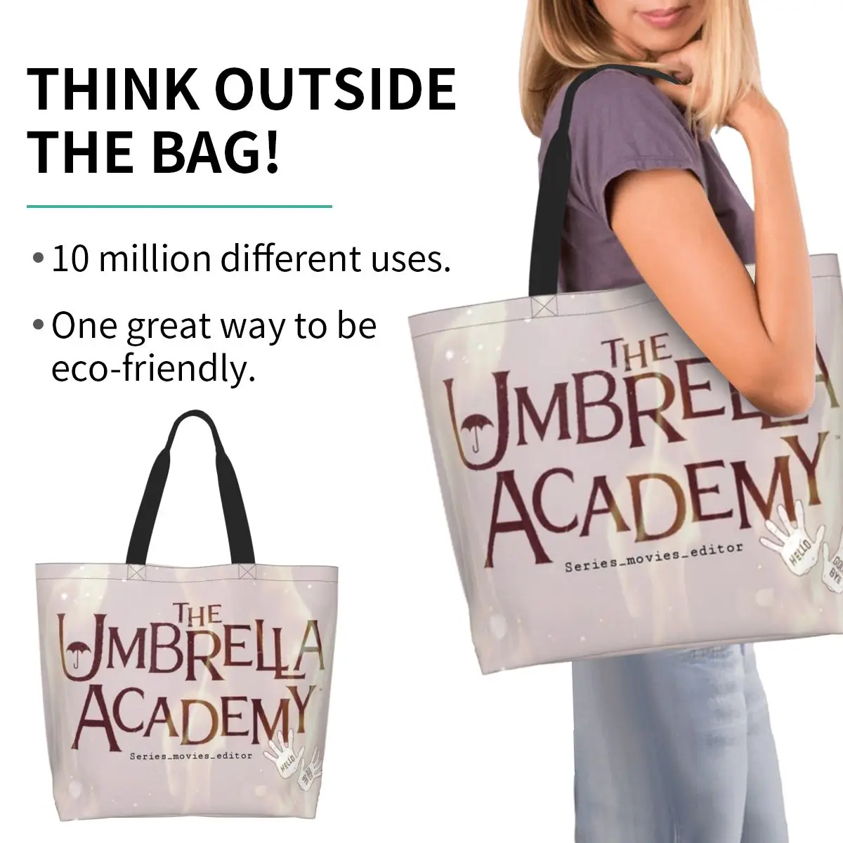 The Umbrella Academy Tv Shopping Tote Bag Canvas Large Capacity Shoulder Bags Shopper Grocery Handbag for Women