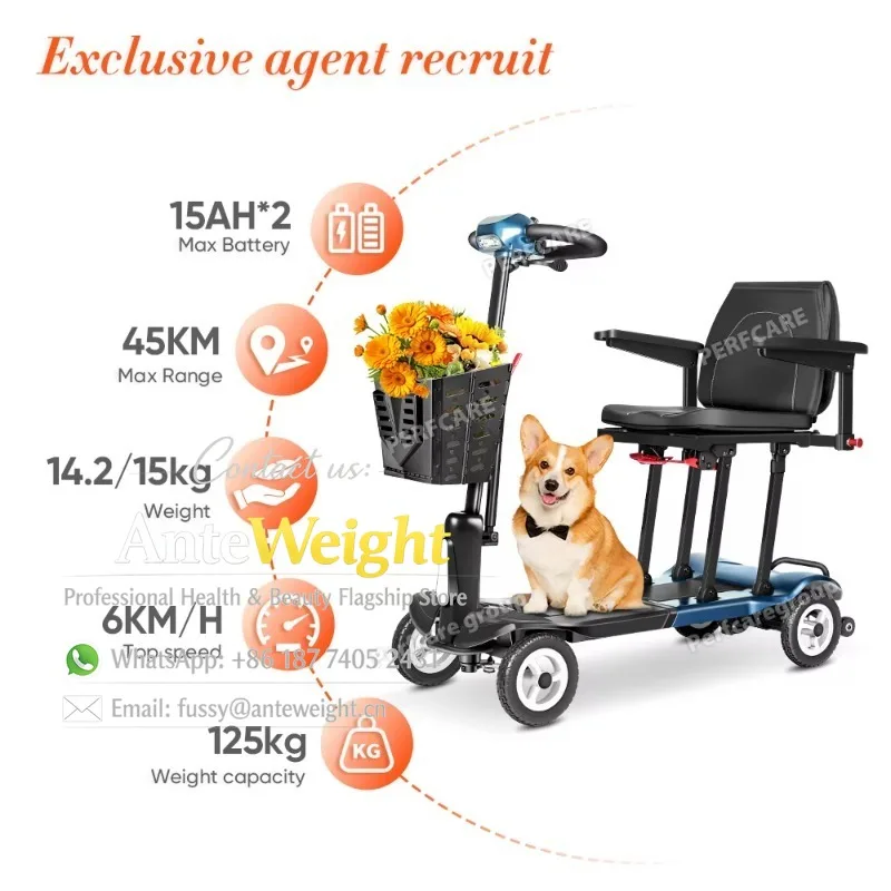 High Strength 15kg Electric Scooter Reliability Outdoor Homes Active Easy Use Handicapped Scooter