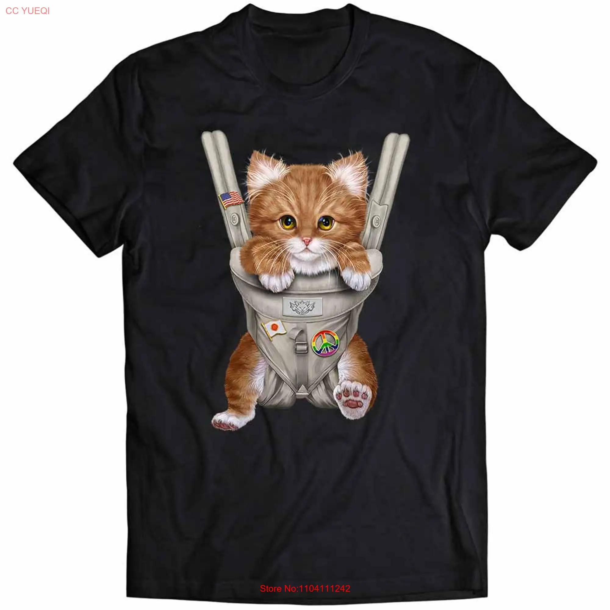 Orange Tabby Cat in Baby Carrier  Boys and Girls Youth T Shirt PrintStarT long or short sleeves