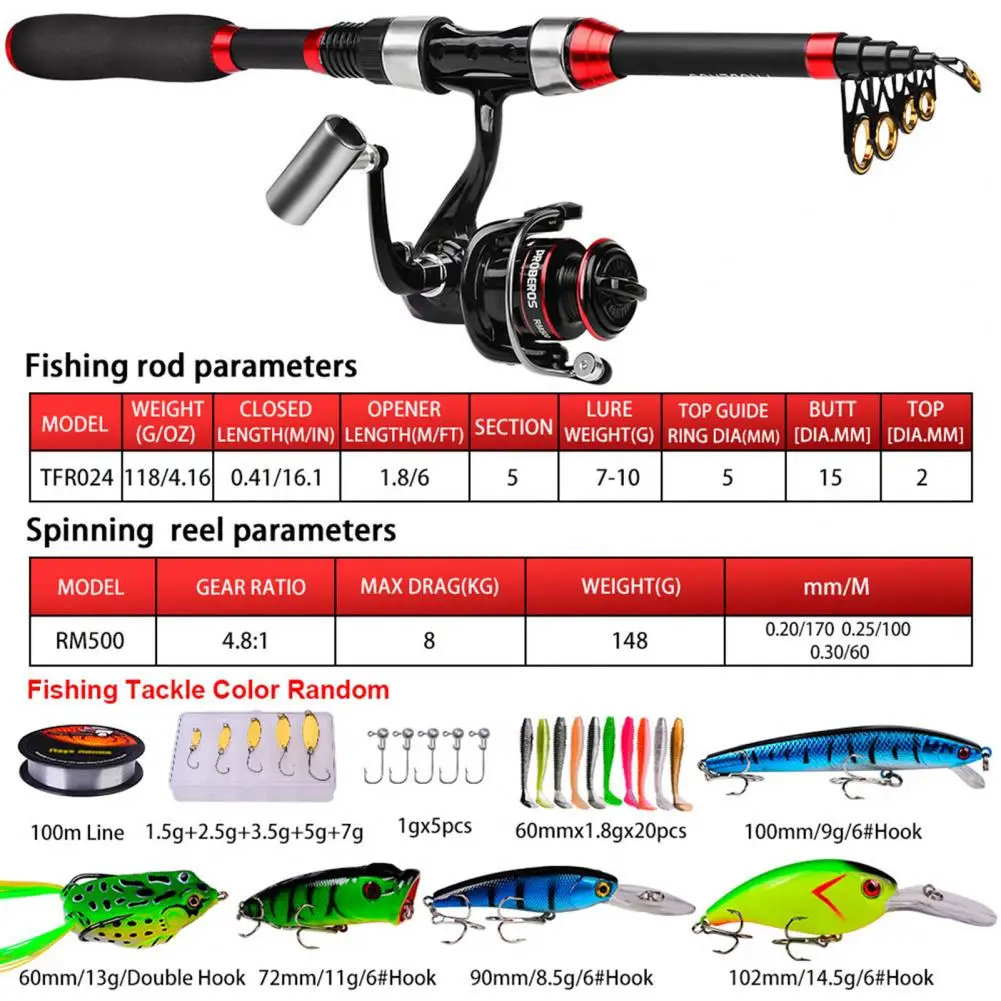 Fishing Baits Convenient Easy Carry Tear Resistant Collapsing Handle Spinning Wheel Fishing Rod Baits Fishing Tool