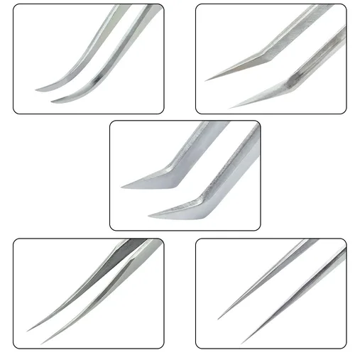 Imagen 2 del producto Pinzas para extensión de pestañas, 1 piezas, acero inoxidable, pinzas superduras con puntas de fibra, pinzas antiestáticas de alta precisión