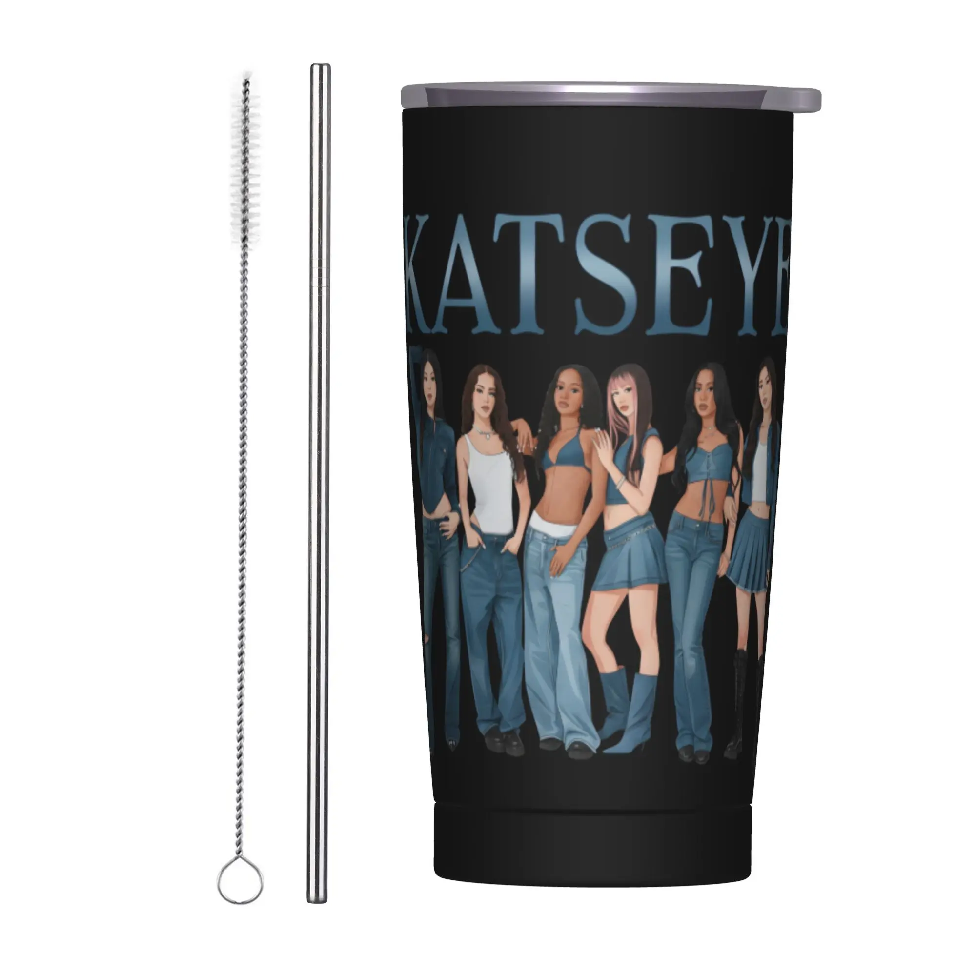 Stainless Steel Tumbler Katseye Kpop Girl Group Coffee Mug  Leakproof Hot Drinks Car Mugs Travel Water Bottle