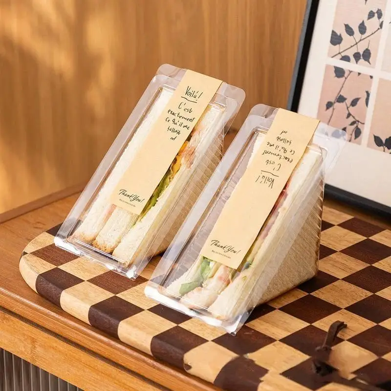 Disposable Triangular Sandwich Box Transparent Plastic Takeaway Box Suitable For Bakeries And Cafes