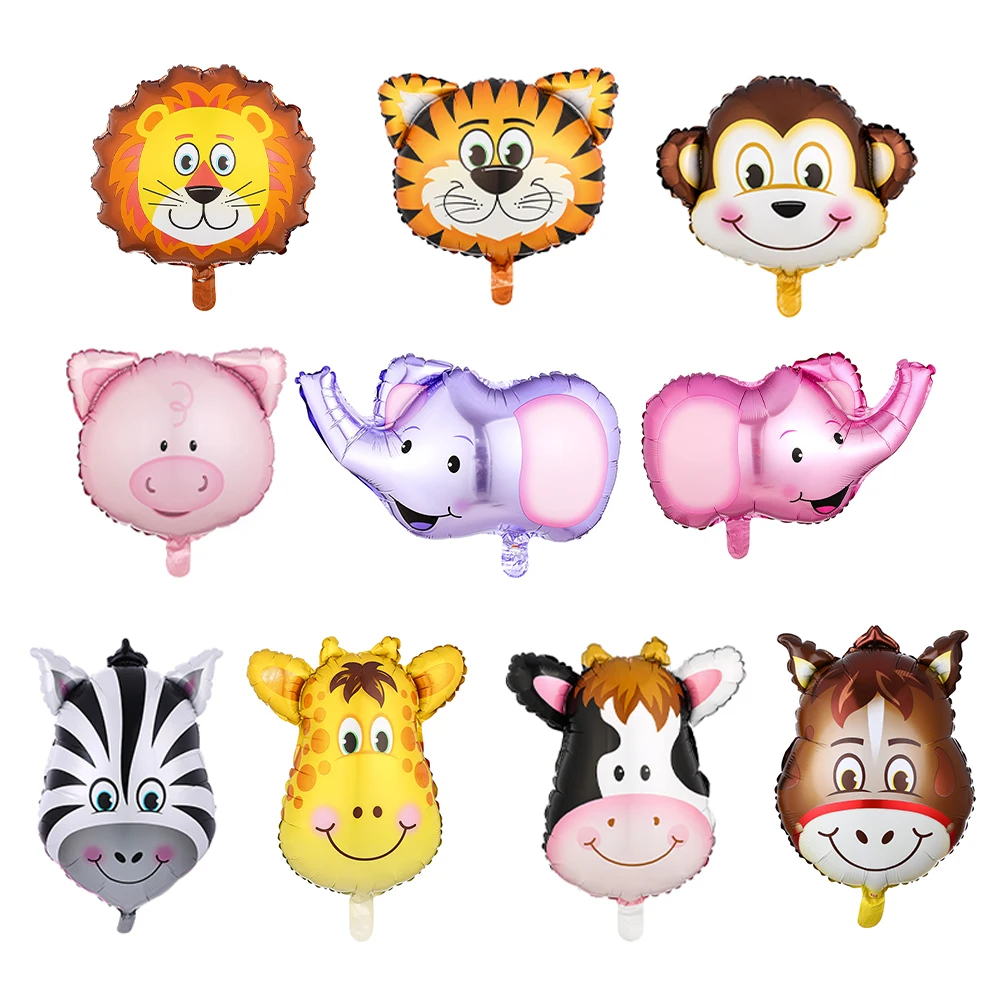 5pcs/lot  Animal Head Foil Balloon monkey Lion  Inflatable Air  Balloons Happy Birthday Party Decorations Baby Shower Supplies