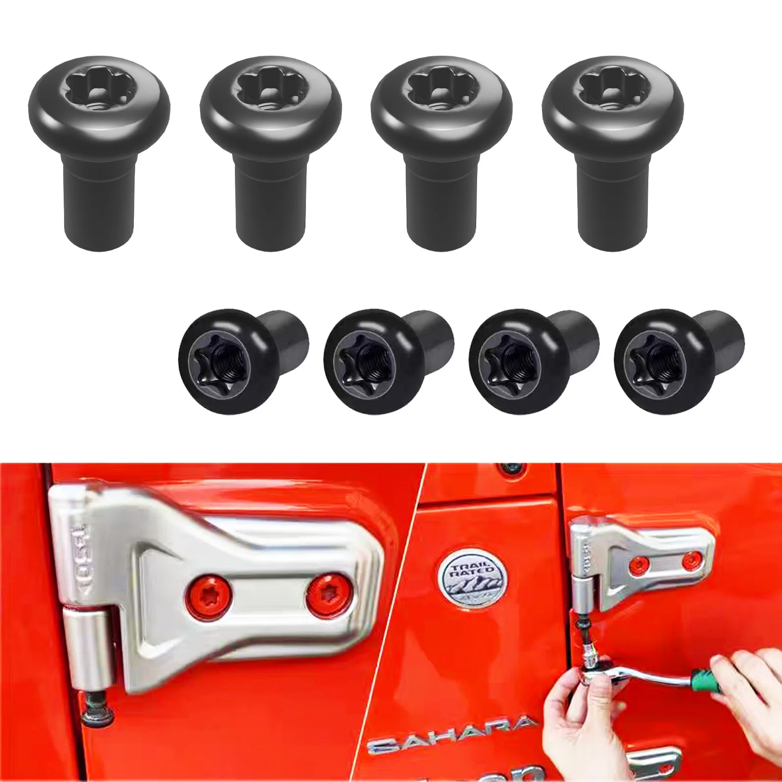 

4Pcs Door Hinge Nuts for 2018-2023 Jeep Wrangler JL JLU Sport Sahara Freedom Rubicon Unlimited Gladiator 2/4-Doors Hinge Screws