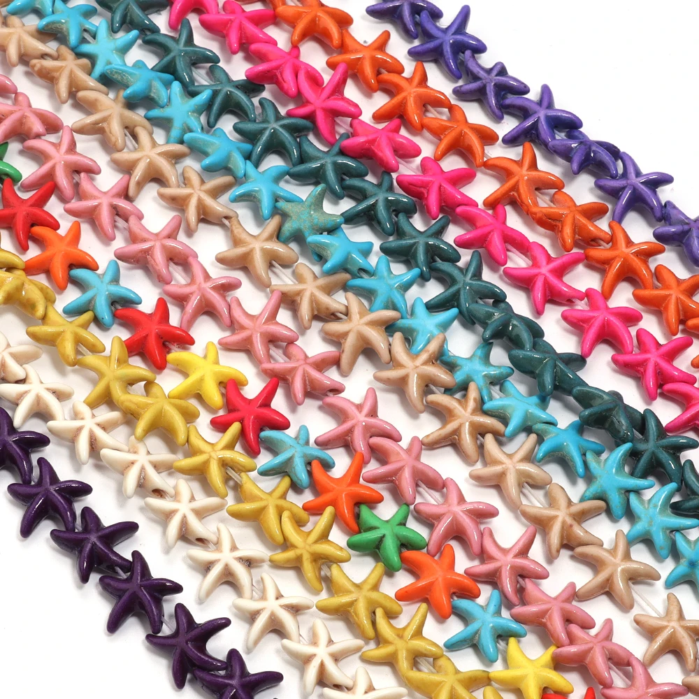 1 Strand 14mm Multicolor Starfish Turquoise Beads Natural Stone Loose Spacer Beads for DIY Jewelry Making Bracelet Necklace