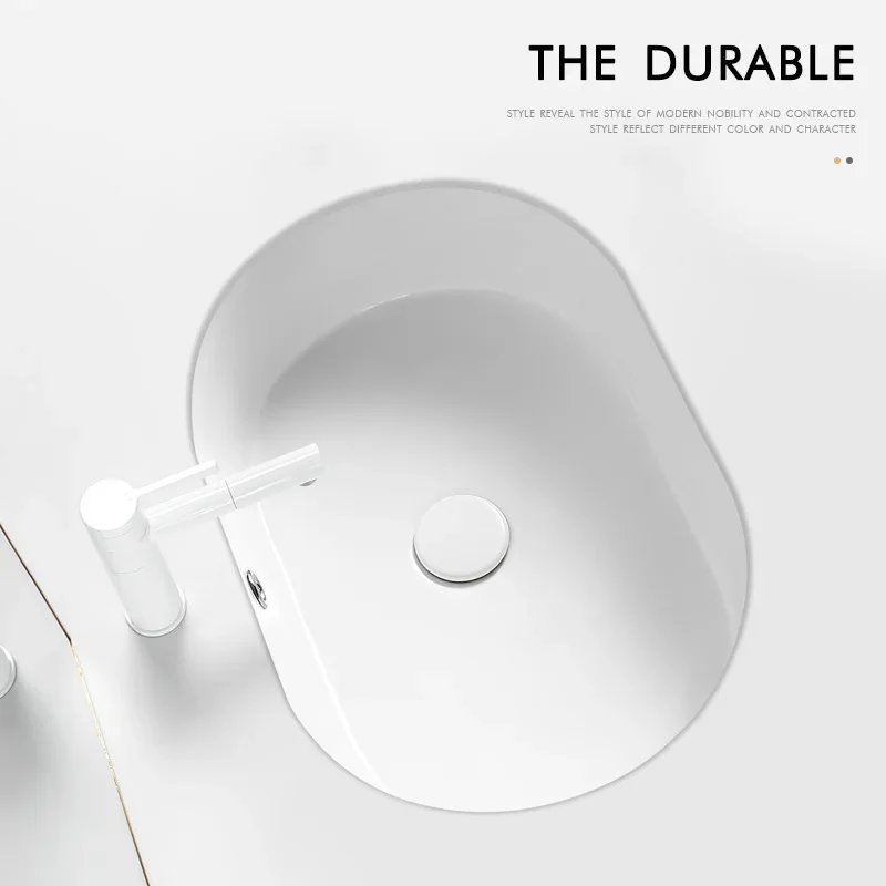 Oval flat bottom under the counter basin Embedded hand washing single basin Ceramic balcony household
