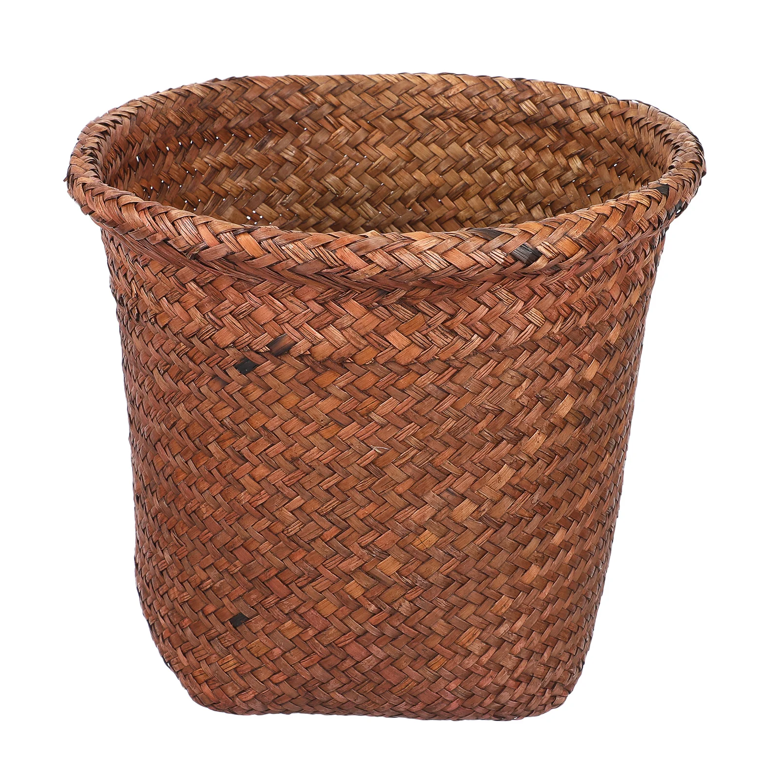 

1pc Straw Woven Waste Basket Natural Desktop Trash Can For Office Home Kitchen Bathroom Storage Bin Small Garbage Container