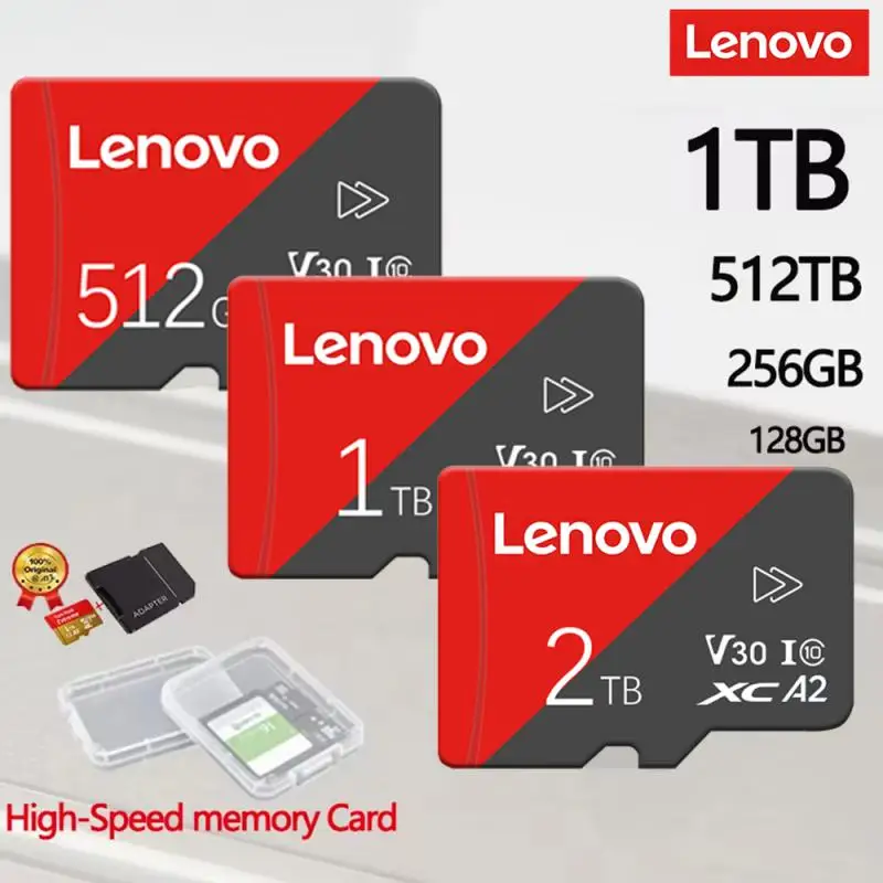 Lenovo-tarjeta de memoria Micro TF para ordenador portátil Nintendo Switch, tarjeta de alta velocidad de 2TB, 128GB, Clase 10, V30, SD de 1TB, 256GB, 512GB