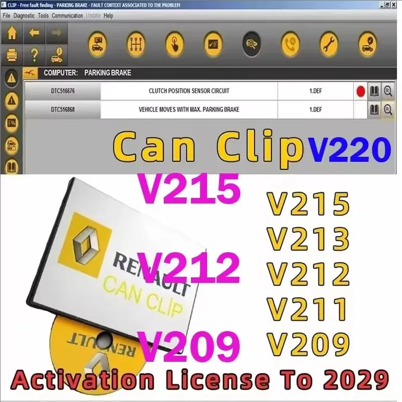 2024 Newest SW V215 V212 V211 V209 For Renault Can Clip Diagnostic Tool Free Gifts +Reprog V191 +Pin Extractor+Dialogys V4.72