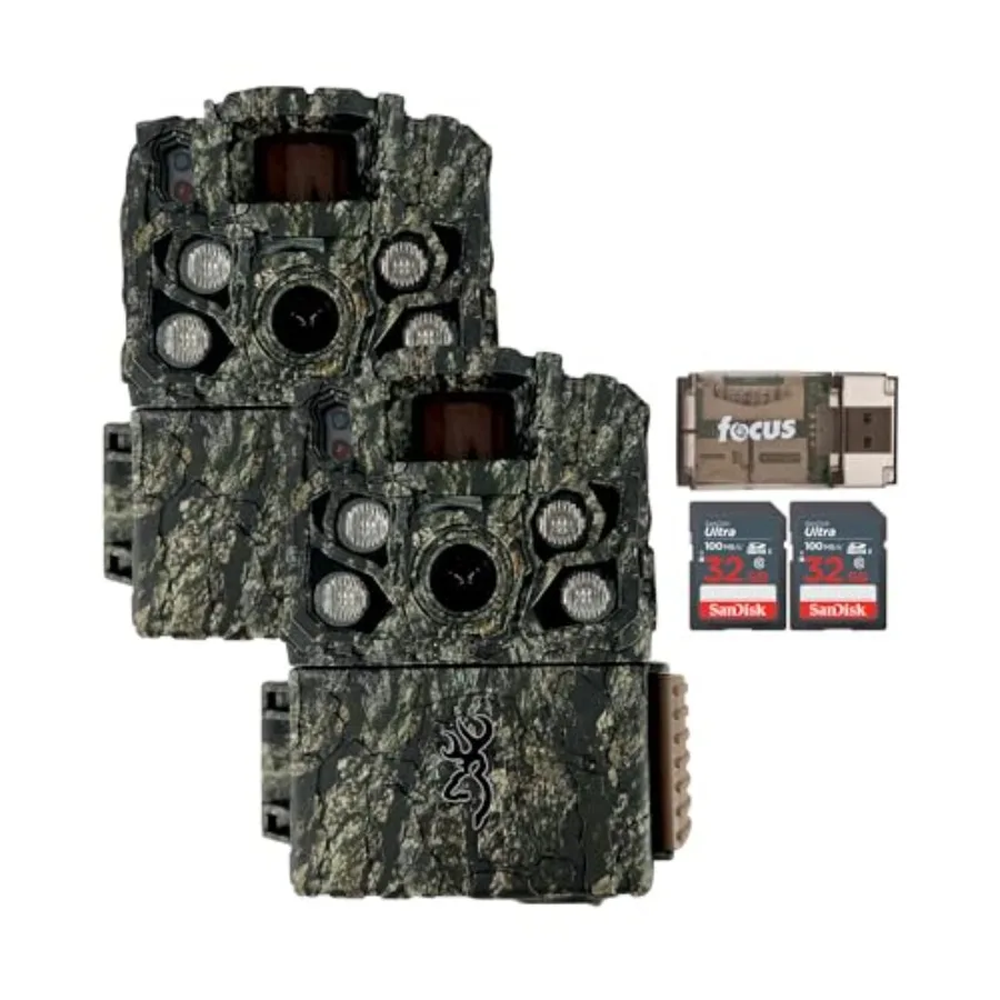 

Trail cameras for wildlife monitoring, rugged ABS plastic, black, 40MP resolution with FHDR and 2-pack including 2x 32GB cards