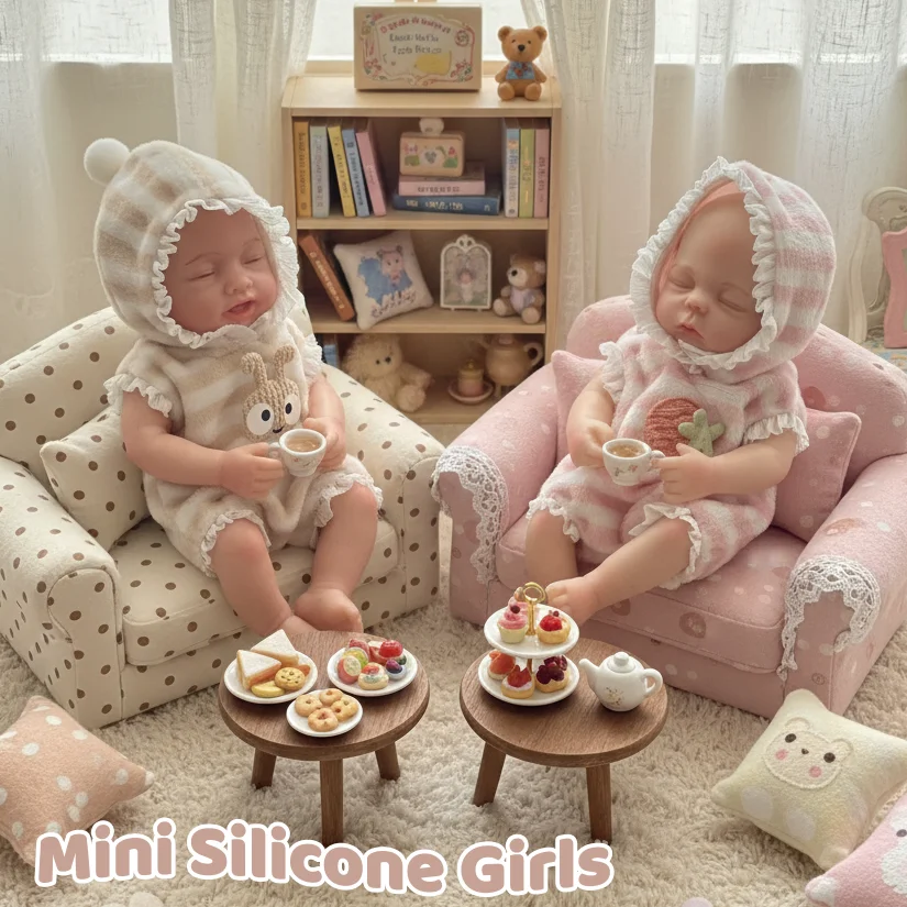 

14cm Waterproof Mini Solid Silicone Bebe Reborn Girl Handmade Painted Skin With Cute Outfits Lifelike Reborn Baby Dolls