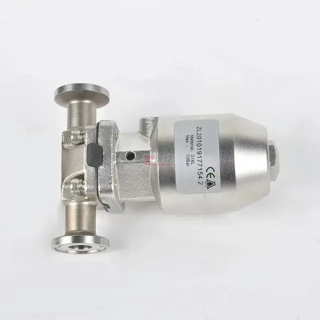 Advanced Sanitary Food Grade 304/316L Stainless Steel Three-clamp Pneumatic Diaphragm Valve