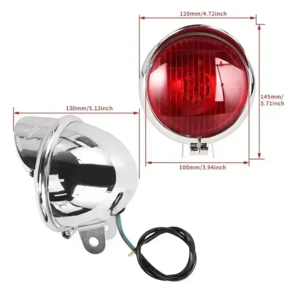 1/2Pcs Chrome Red Lens Motorcycle Driving Passing Spot Fog Light Front Headlight