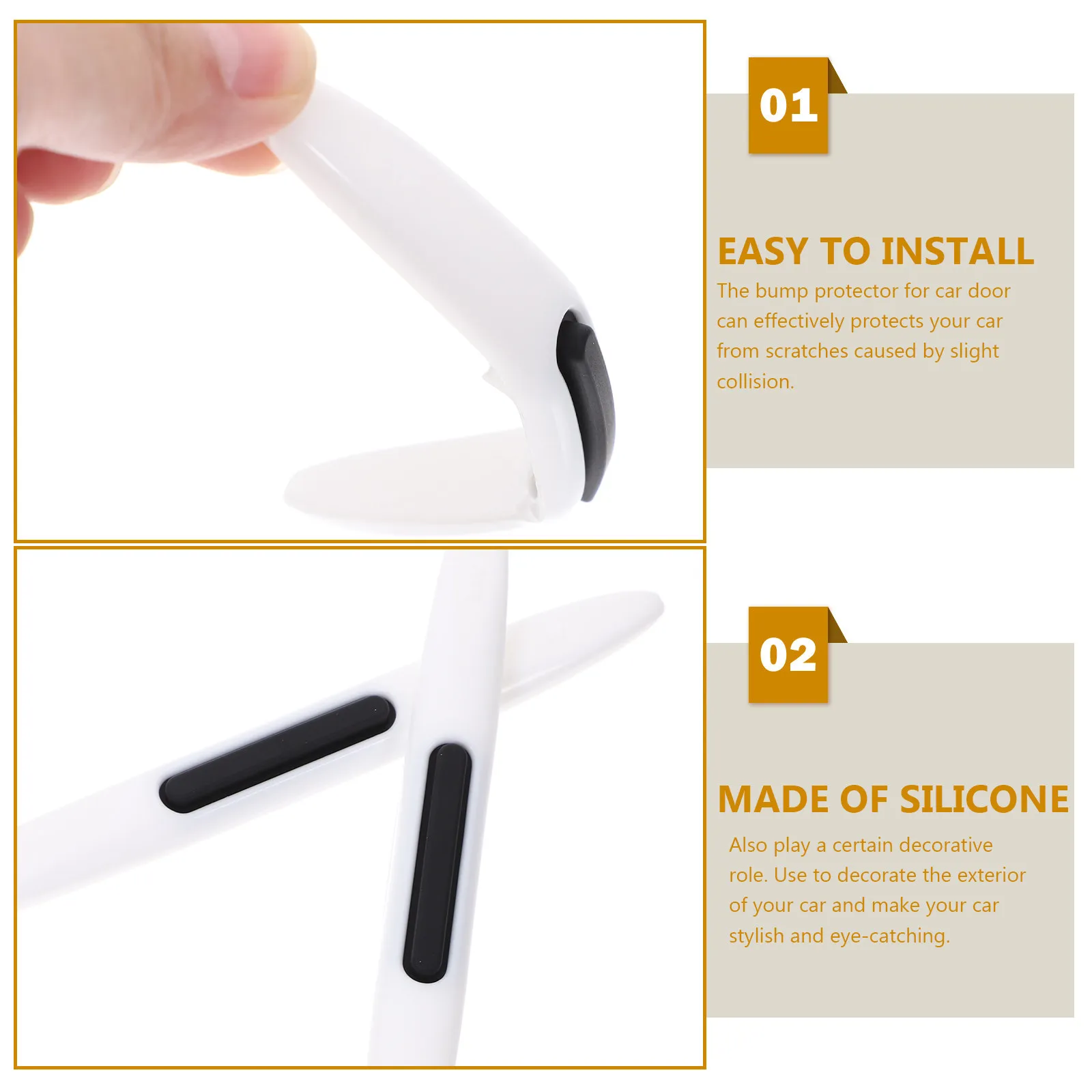 2Pcs Smooth Anti Aging Silicone Car Door Edging Guard Door Ding Protector Car Bumper Protector Guard for Vehicle Exterior