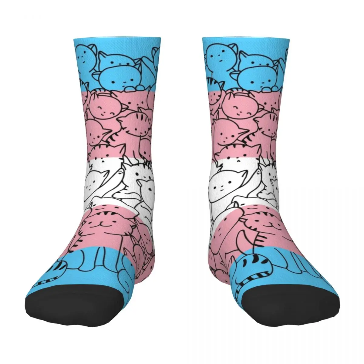 

Trans Transgender Cat Pride Flag Socks new year crazy funny gift compression Designer Man Socks Women's