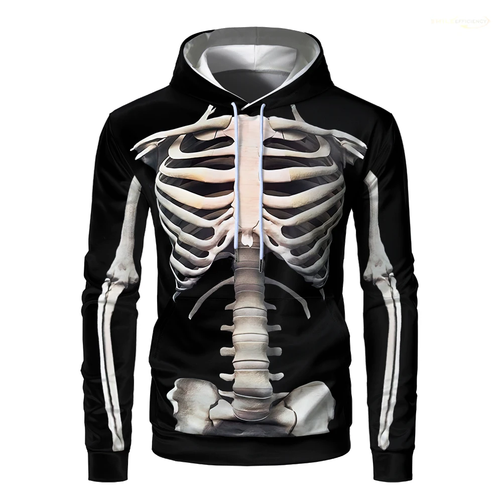 

Halloween Skull 3D Print Hoodie Fashionable Street Style Long Sleeve Sweatshirt Large Size Casual Men & Women Skeleton Pullover