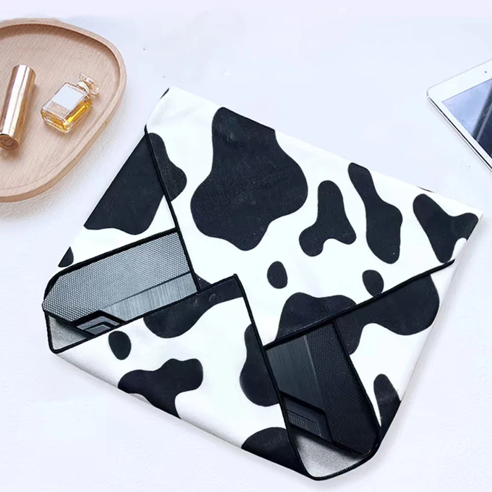 Portable Magic Self-Adhesive Cloth Makeup Bag Cow Print Open Lay Flat Cosmetic Storage Pouch Toiletry Kit Folding Cloth Multiple