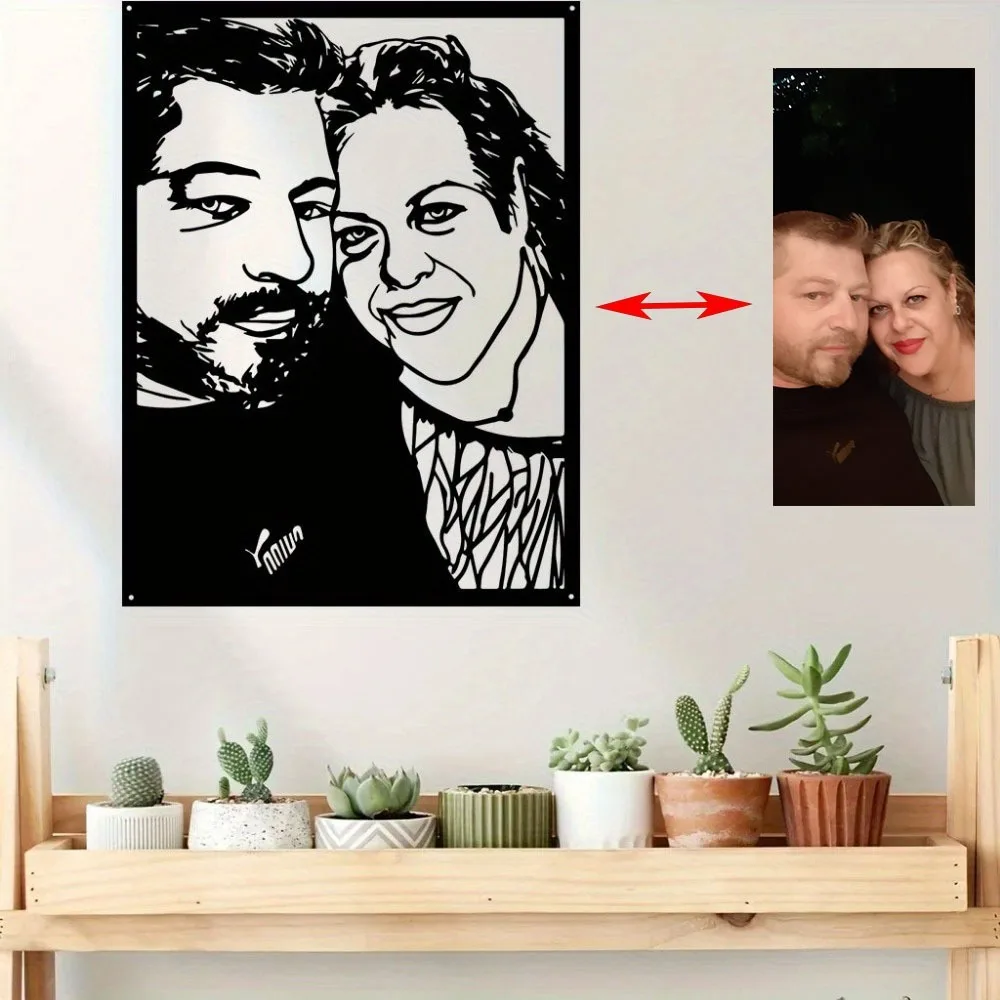 1pc Ultimate Customizable Framed Metal Portrait, Personalized Artwork, Unique Gift For Elegant Home Decor (Only For Decoration)