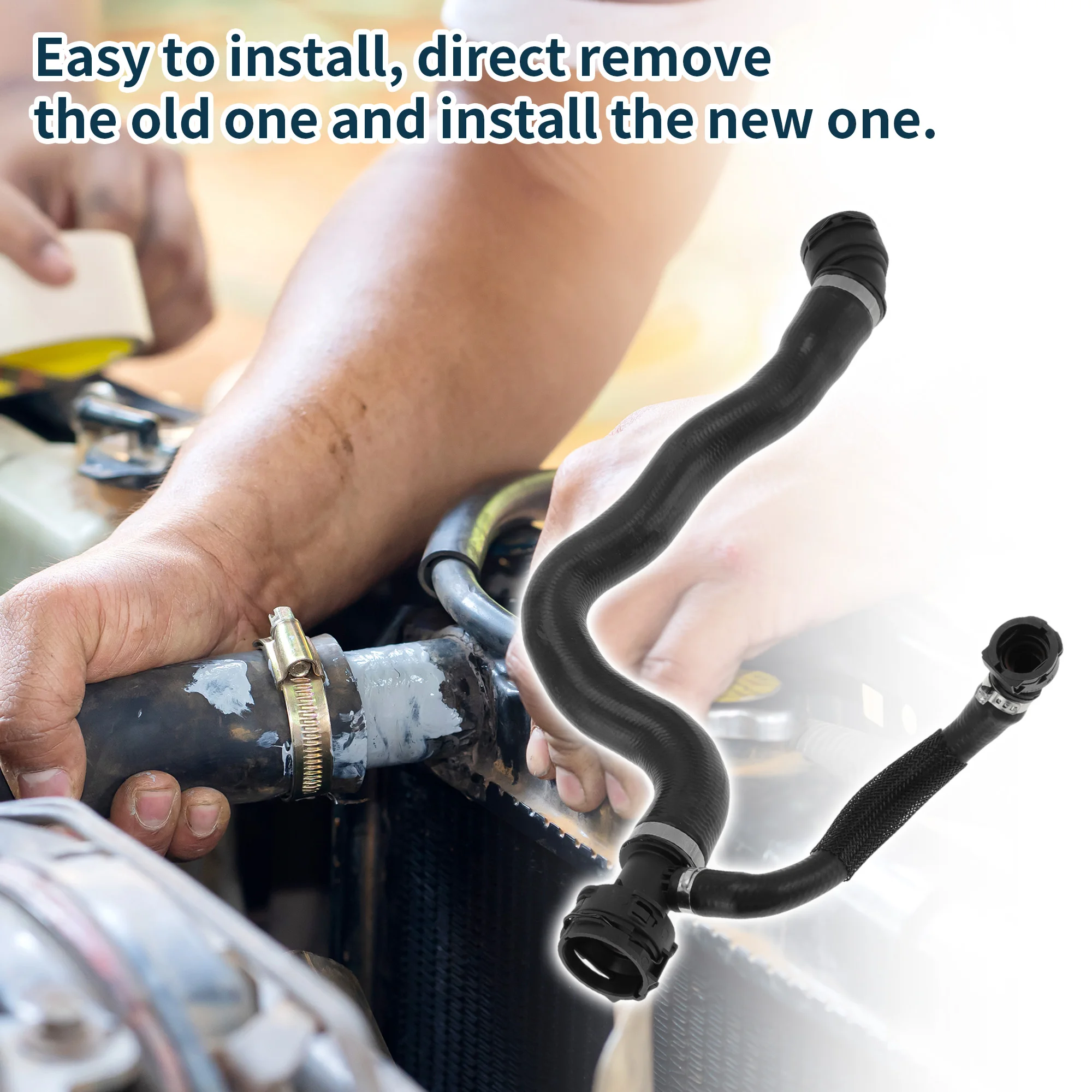 UXCELL ラジエーターホース ヒーターホース ラジエーター出口ホースパイプ BMW X4 -22用 No.17129797615 ゴム製冷却液パイプ ブラック 1個