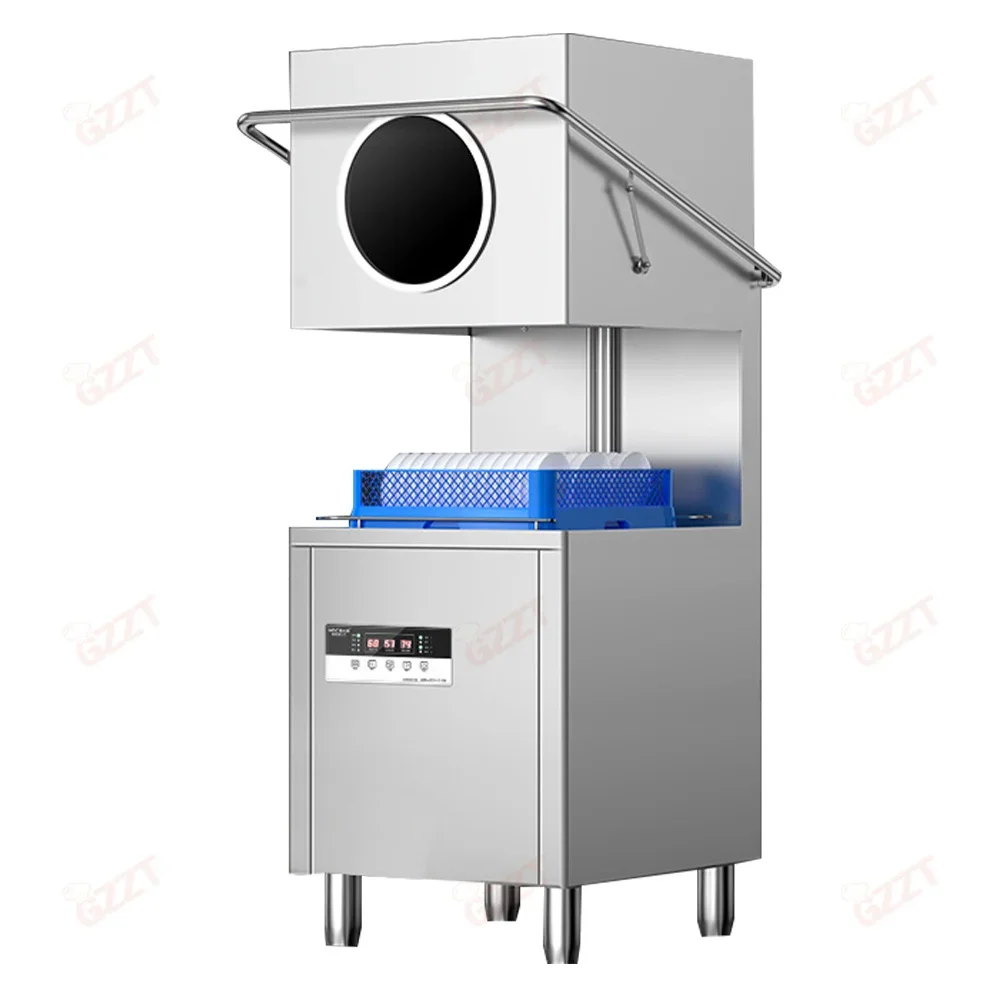 60 baskets/hour Commercial Large Capacity Restaurant Canteen Dishwashers With window 28L+20L Water tank 60/90/120 seconds/cycle