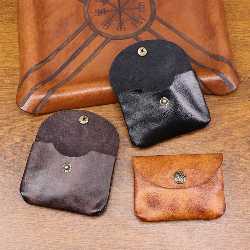 New Hand-polished, Old, Simple and Creative Vegetable Tanned Leather Card Bag, Change Bag, Coin Change Card Bag, Cowhide.