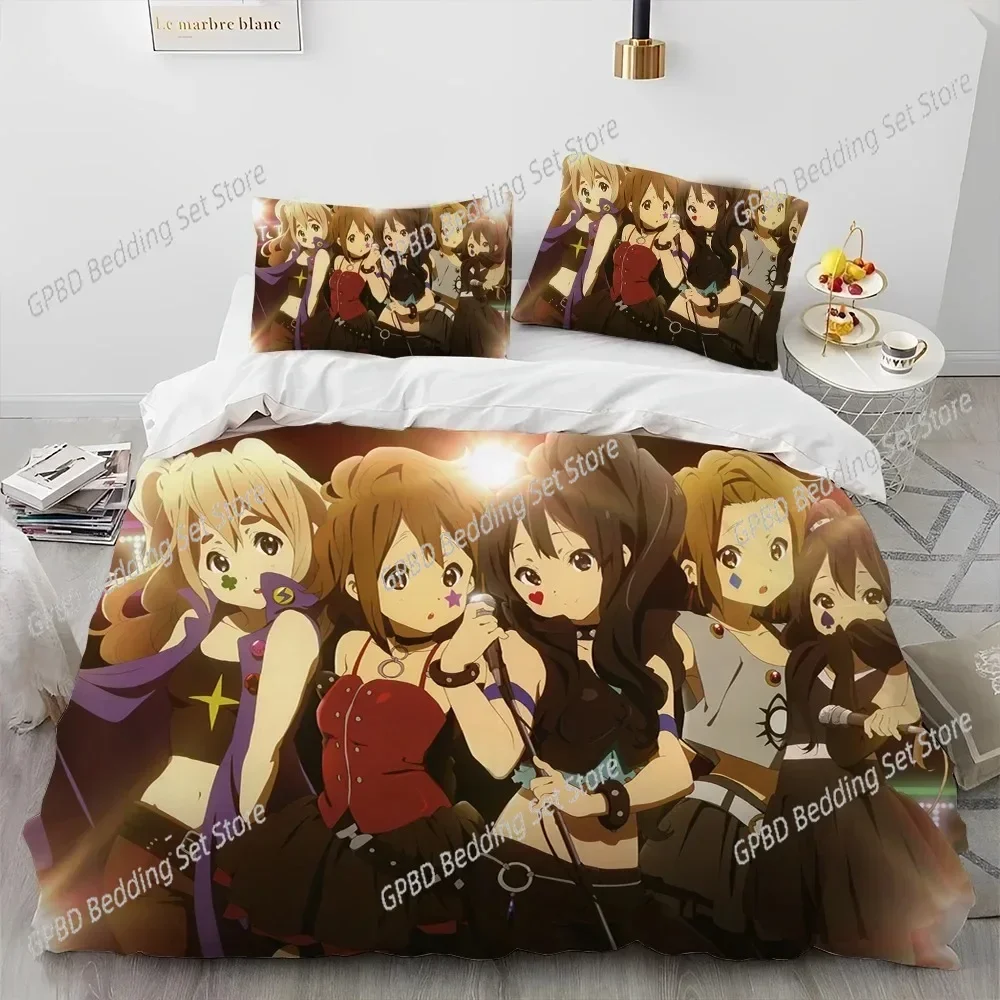 3D K-ON Cartoon Cute Lolita Kawaii Girls Bedding Set Single Twin Double Queen King Cal King Size Bed Linen Set