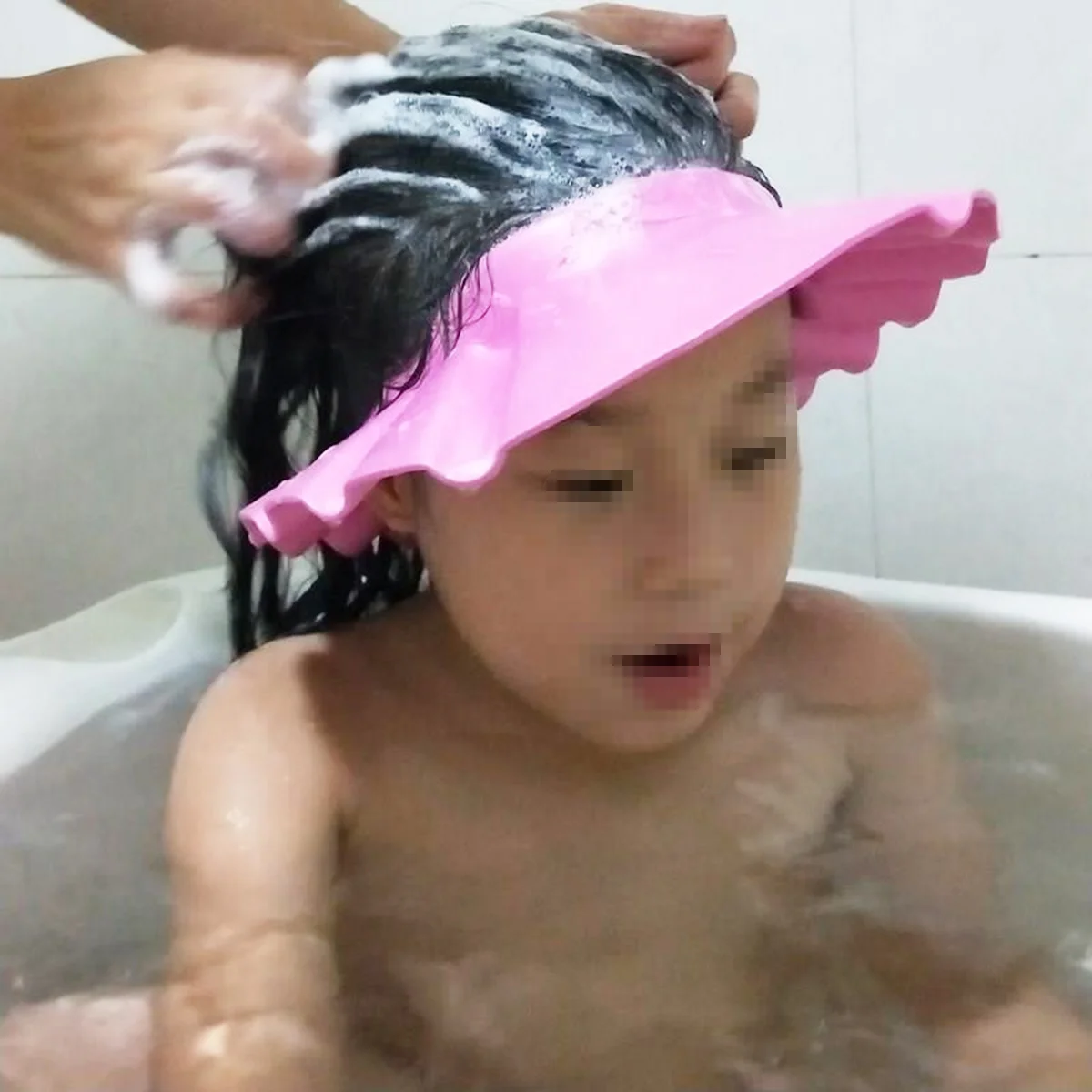 

Pink Baby Shower Cap Adjustable Water Resistant Eye Ear Protector for Infants 3m to 6y Soft Elastic Baby Shower Cap