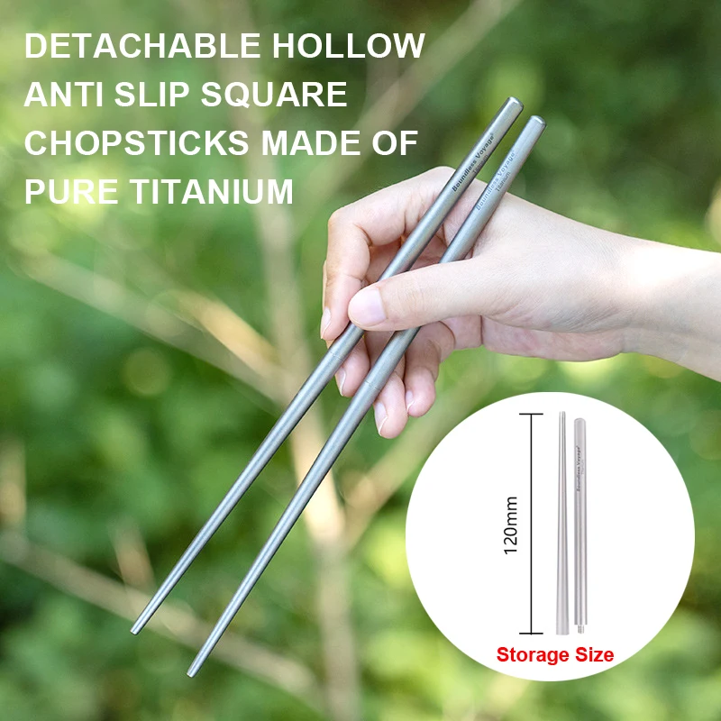 

2 Pairs/Set -Pure Titanium Detachable Hollow Anti Slip Square Chopsticks,Portable Tableware,Outdoor Travel Camping, A1388