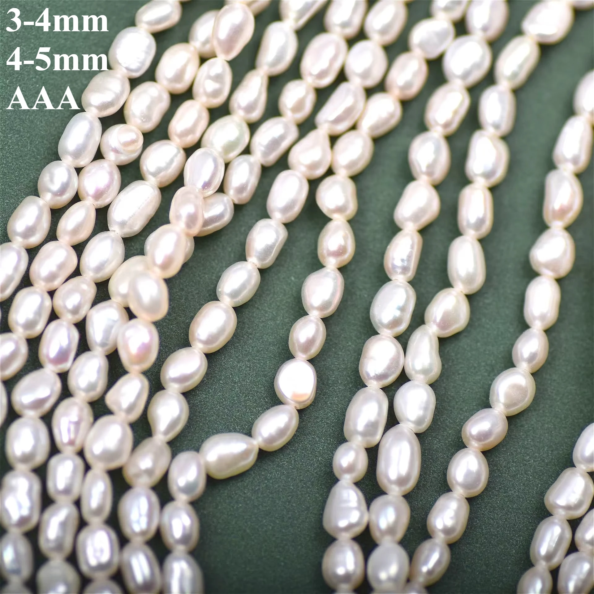 

4-5mm Iridescent Flawless Natural Freshwater White AAA Irregular Rice Pearl Bead Jewelry Make DIY Necklace Bracelet Accessories