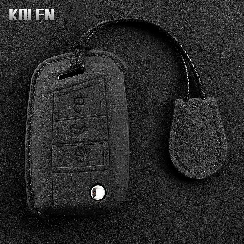 Leather Car Key Case Cover Shell   For VW Volkswagen Golf 7 MK7 Tiguan MK2 For SEAT Ateca Leon FR 2 Ibiza For Skoda Octavia A7