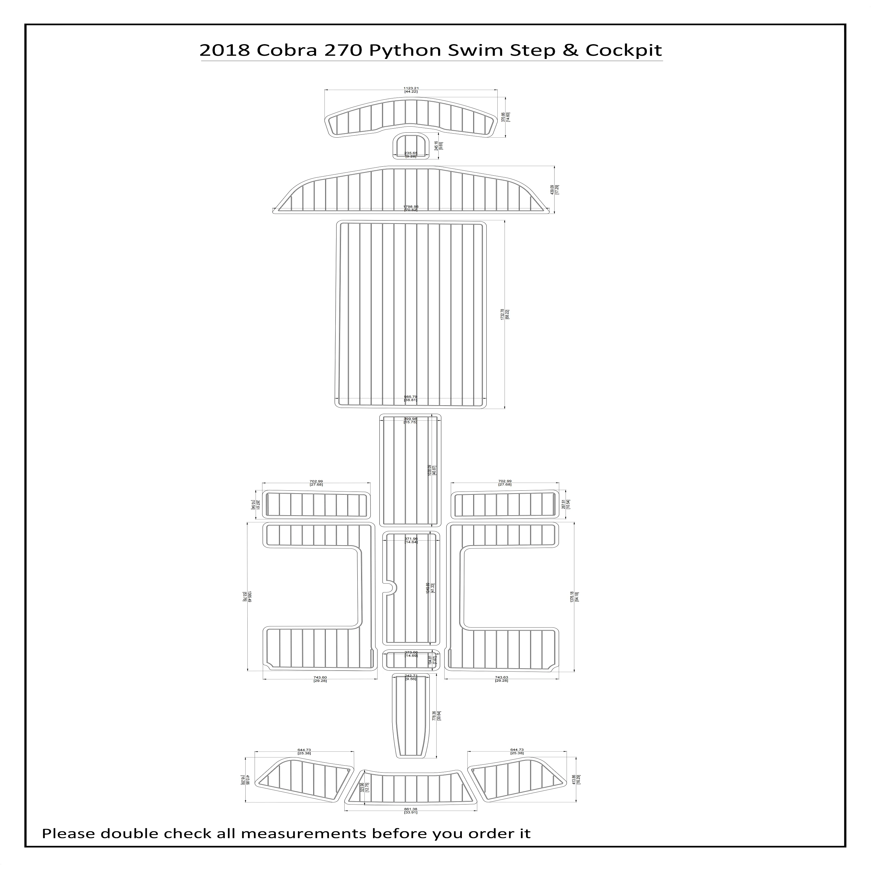 

2018 Cobra 270 Python Swim Step Cockpit EVA Faux Teak Deck Floor Pad