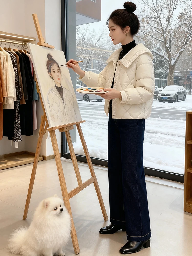 

Модное женское хлопковое пальто Thiened down Jaet, новинка зимы Sle Faionable Quali, верхняя одежда, пальто-сли с воротником-стойкой