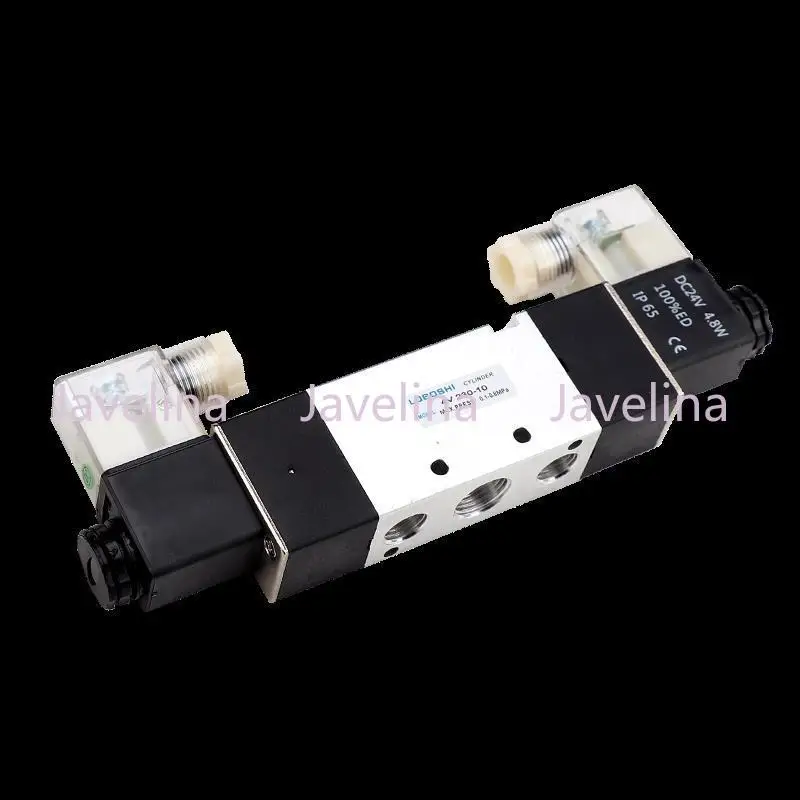 Detalhe 3 de Válvula solenoide Pneumatic solenoid valve three position five way reversing valve dual coil 4V230C-08 electromagnetic control valve 220V/DC24V Pneumática